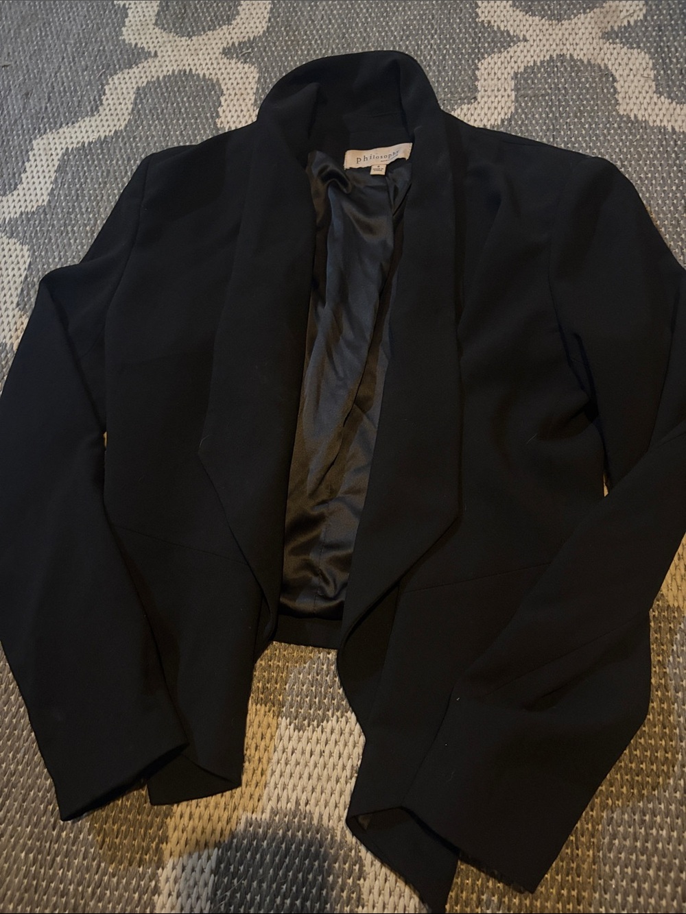 Philosophy Black Draped Open-Front Blazer Jacket
